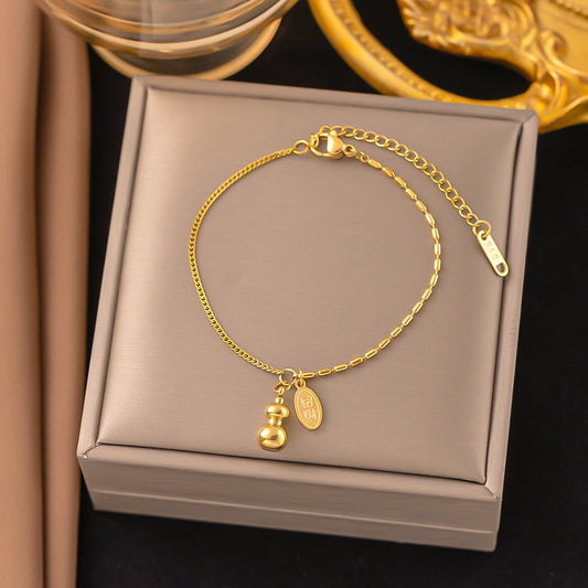 Gelang Wanita Liontin Labu Emas 18K - Simbol Keberuntungan, Elegan & Bermakna! - 我的商店