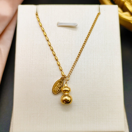 Kwintas Stainless Steel Necklace For Women Lucky Money Gourd Non Tarnish Chain Choker Accessories Jewelry - 我的商店