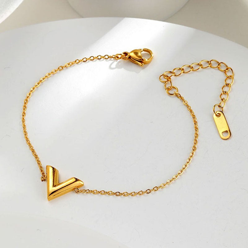 Gelang Pembawa Keberuntungan Wanita - Rantai Emas Stainless Steel Anti Kusam - 我的商店