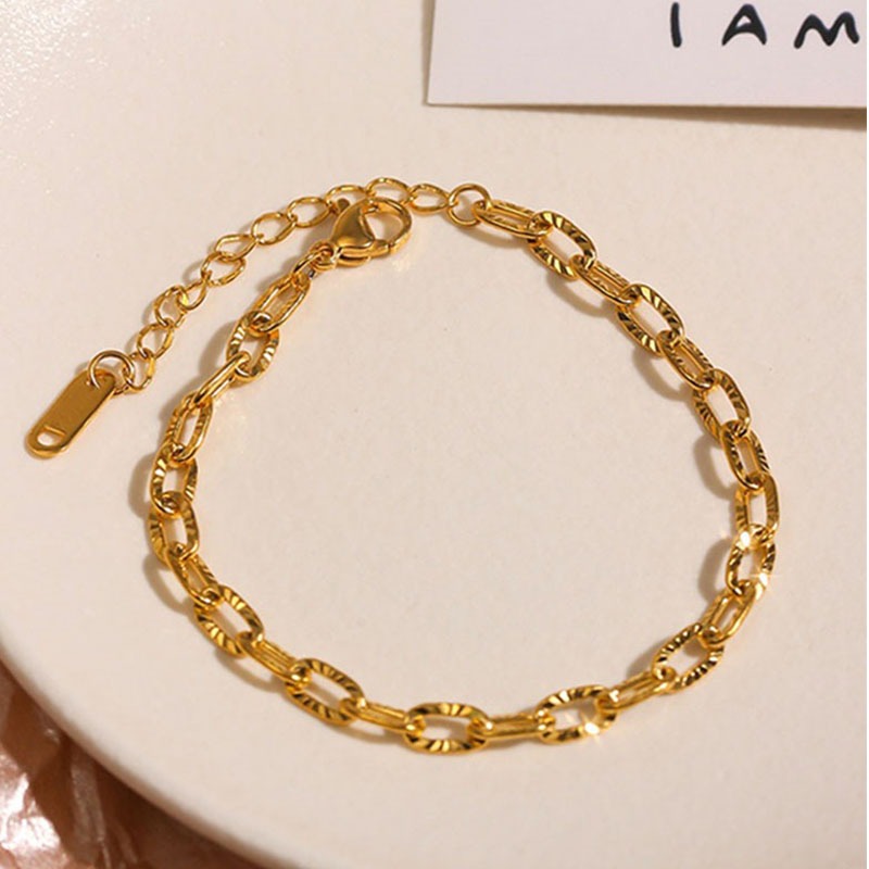 Gelang Pembawa Keberuntungan Wanita - Rantai Emas Stainless Steel Anti Kusam - 我的商店