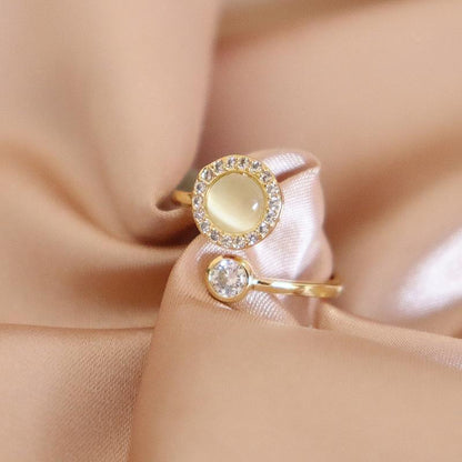 Cincin Cat Eye Adjustable Emas untuk Wanita - Singsing Stainless Steel | Perhiasan Hadiah Elegan - 我的商店