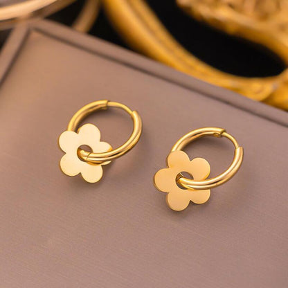 Anting Pasangan Wanita Stainless Steel Motif Bunga 4 Daun Anti Luntur perhiasandirect