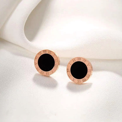 Hikaw Roman Hitam Wanita - Perhiasan Stainless Steel Elegan Anti Kusam, Aksesoris Fashion Hypoallergenic, Grosir Harga Terbaik - 我的商店