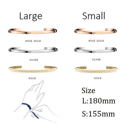 DW Gelang Pasangan Vintage - Stainless Steel Lapis Emas, Tidak Kusam, Elegan & Cocok untuk Hadiah! - 我的商店