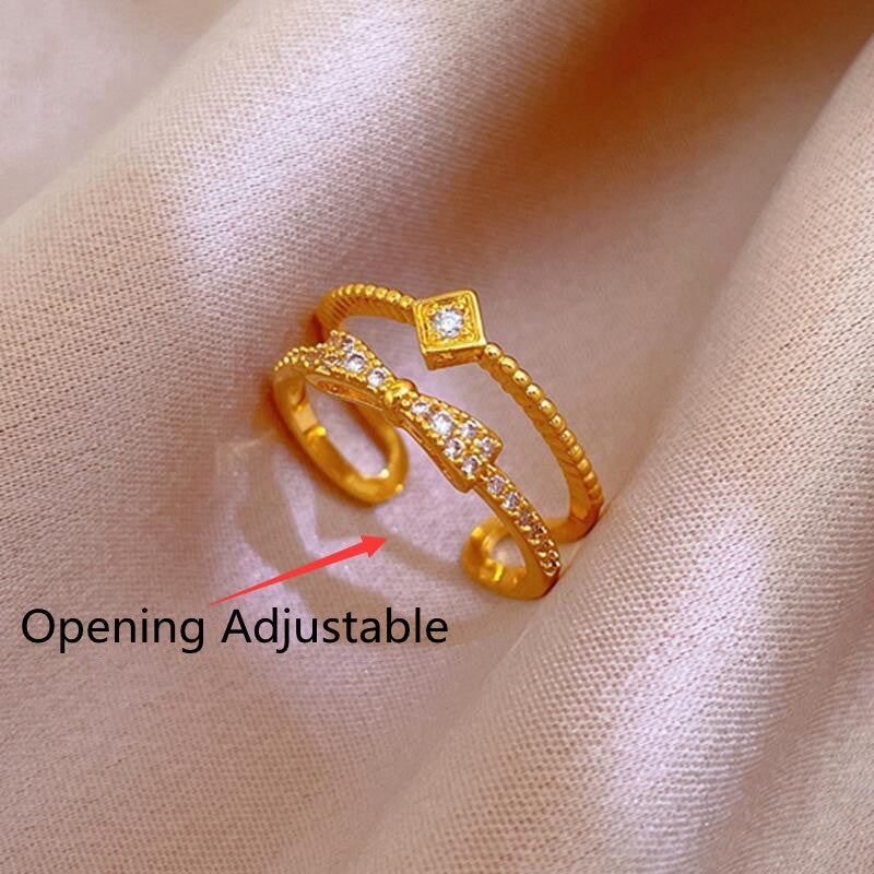 Cincin Kupu-Kupu Adjustable Wanita - Perhiasan Stainless Steel Emas Anti Kusam, Hadiah Spesial, Grosir Harga Terbaik - 我的商店