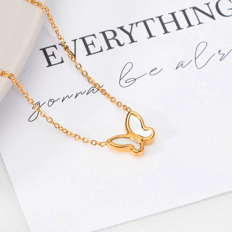 Kalung Kupu-Kupu Emas untuk Wanita – Perhiasan Choker Vintage Titanium Gaya Korea - 我的商店