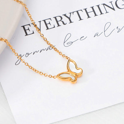 Kalung Kupu-Kupu Emas untuk Wanita – Perhiasan Choker Vintage Titanium Gaya Korea - 我的商店
