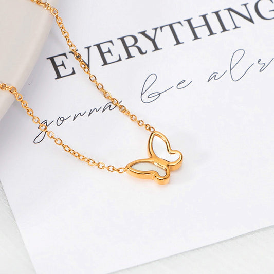 Kalung Kupu-Kupu Emas untuk Wanita – Perhiasan Choker Vintage Titanium Gaya Korea - 我的商店