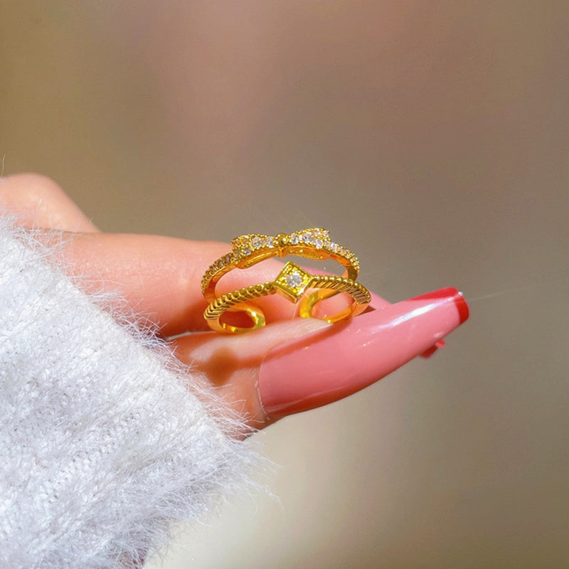 Cincin Kupu-Kupu Adjustable Wanita - Perhiasan Stainless Steel Emas Anti Kusam, Hadiah Spesial, Grosir Harga Terbaik - 我的商店