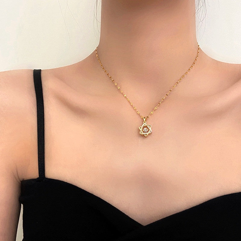 Kalung Rantai Bintang untuk Wanita - Pendant Stainless Steel Emas Vintage | Choker Perhiasan Elegan - 我的商店