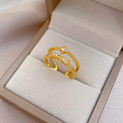 Cincin Kupu-Kupu Adjustable Wanita - Perhiasan Stainless Steel Emas Anti Kusam, Hadiah Spesial, Grosir Harga Terbaik - 我的商店