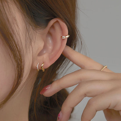 Anting Hoop Mini Zircon Berlapis Emas 14K – Perhiasan Zirconia Kubik untuk Piercing & Huggie - 我的商店
