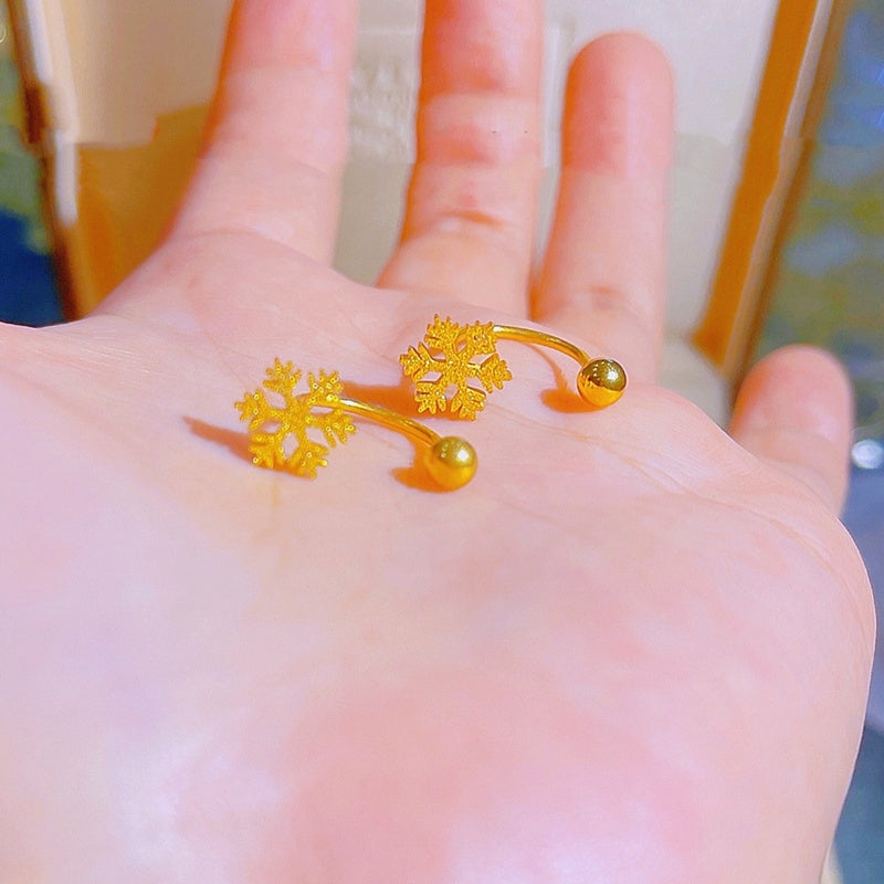 Anting Salju Emas untuk Wanita – Perhiasan Stainless Steel Hipoalergenik - 我的商店