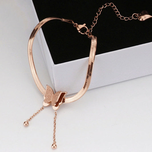 Gelang Kupu-Kupu Wanita - Rantai Emas Stainless Steel Anti Kusam, Hadiah Elegan - 我的商店