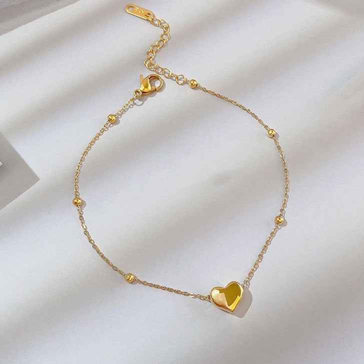 Gelang Hati Wanita - Stainless Steel Emas Anti Kusam, Aksesoris Perhiasan Elegan - 我的商店