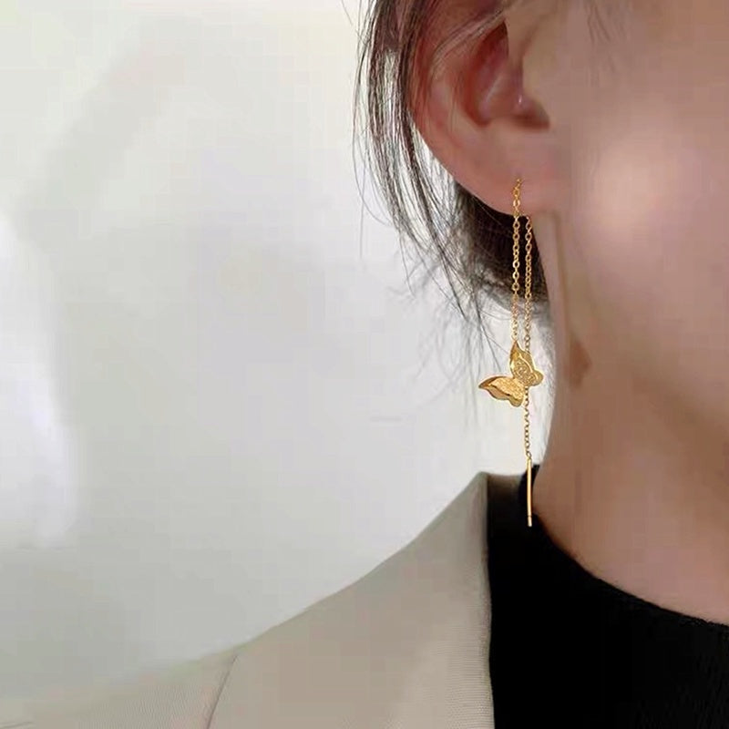 Anting Kupu-Kupu untuk Wanita - Hikaw Emas Stainless Steel Anti Pudar | Perhiasan Hadiah Elegan - 我的商店