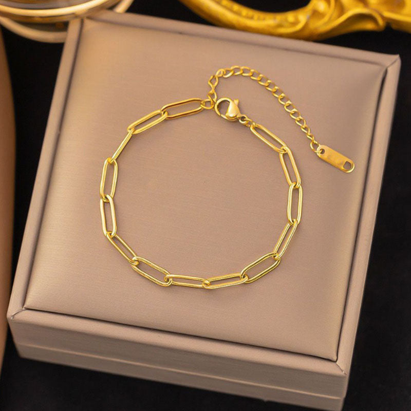 Gosir Gelang Wanita Lapis Emas 18K - Stainless Steel, Elegan & Cocok untuk Hadiah Ulang Tahun! - 我的商店