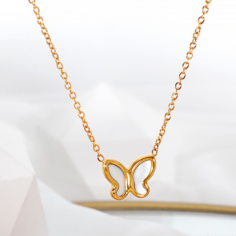 Kalung Kupu-Kupu Emas untuk Wanita – Perhiasan Choker Vintage Titanium Gaya Korea - 我的商店