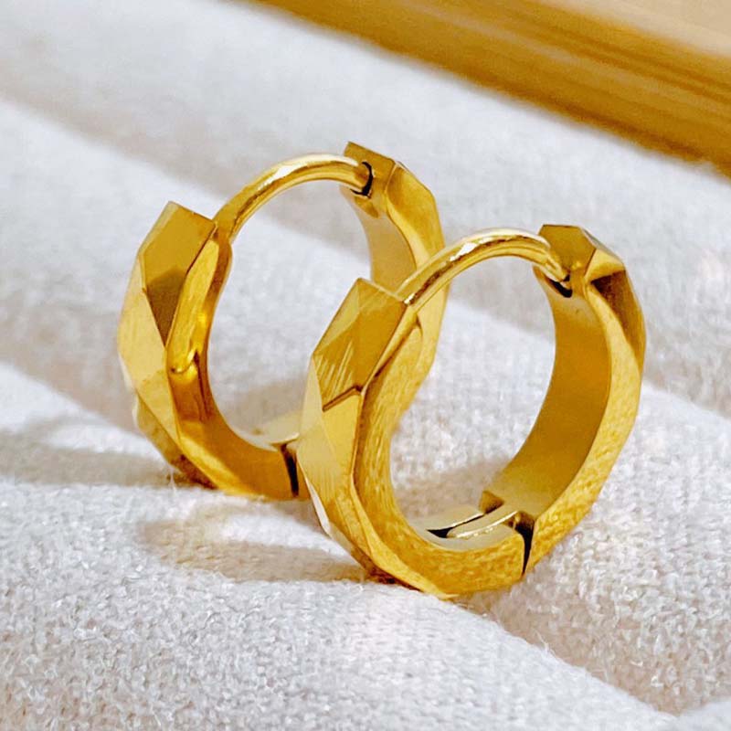 Anting Geometris Emas 18K untuk Wanita – Perhiasan Stainless Steel, Hadiah Ulang Tahun Fashion - 我的商店