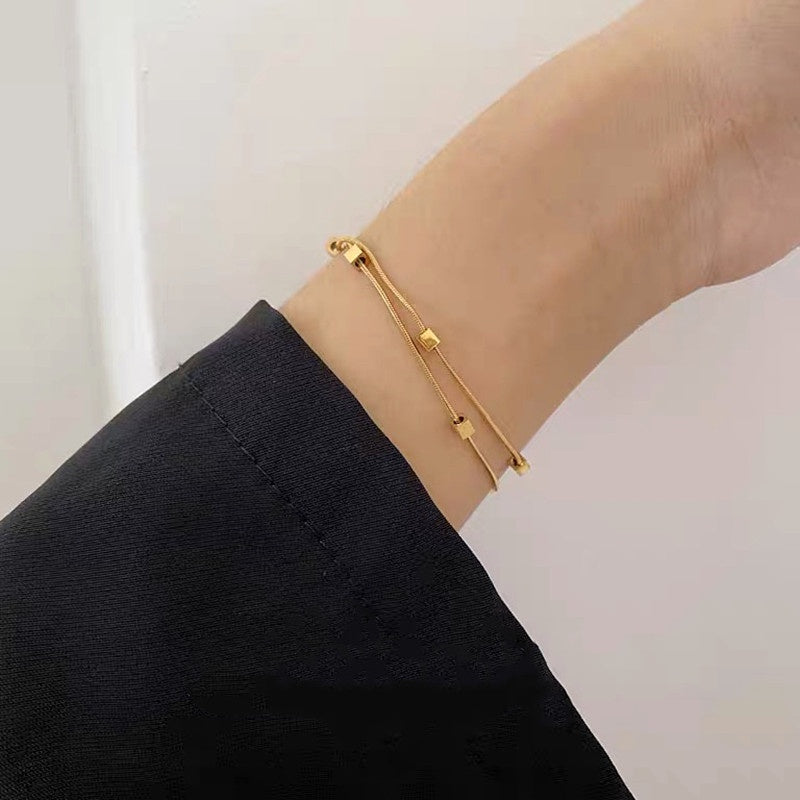 Gelang Hati Wanita - Stainless Steel Emas Anti Kusam, Aksesoris Perhiasan Elegan - 我的商店