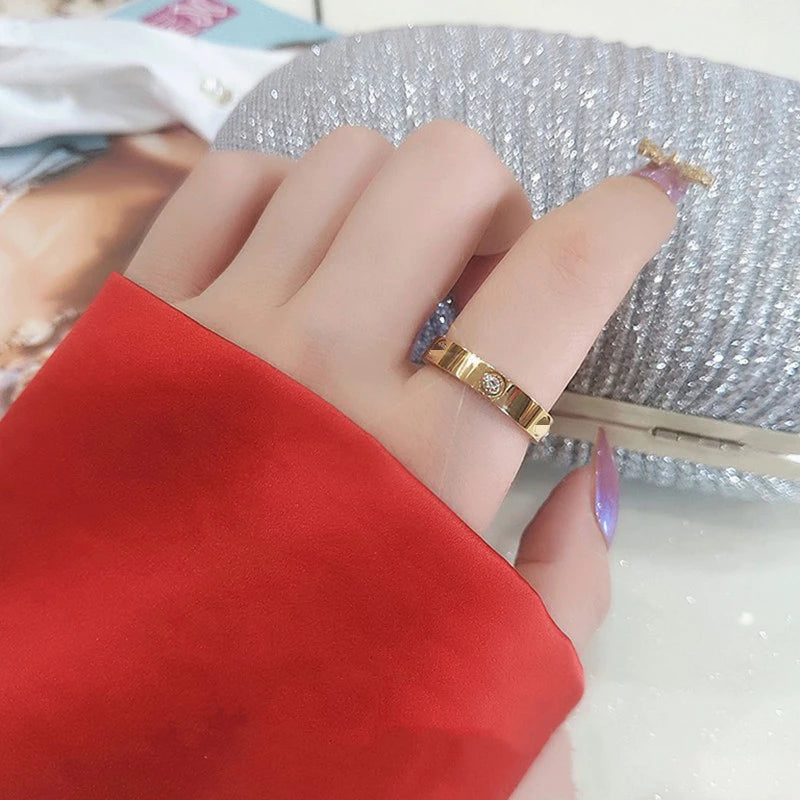 Cincin  Trendy Titanium Anti Karat Tiga Warna ada mata dan tanpa mata menerima reseller - 我的商店