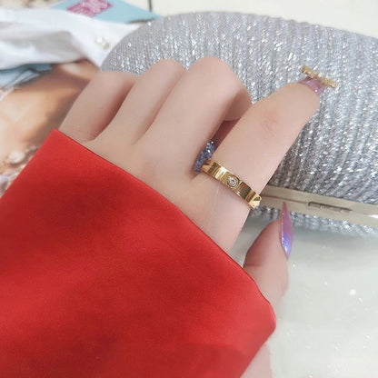 Cincin  Trendy Titanium Anti Karat Tiga Warna ada mata dan tanpa mata menerima reseller - 我的商店
