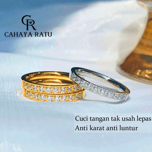 Cincin Titanium Wanita Anti Karat Berlian Mewah Emas 18K Aesthetic Korean Style Aksesoris Ring