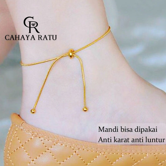 Grosir Gelang Kaki Titanium Serut Emas 18K Anti Karat Cantik Fashion Terbaru 2024 Aksesoris Wanita Anklet