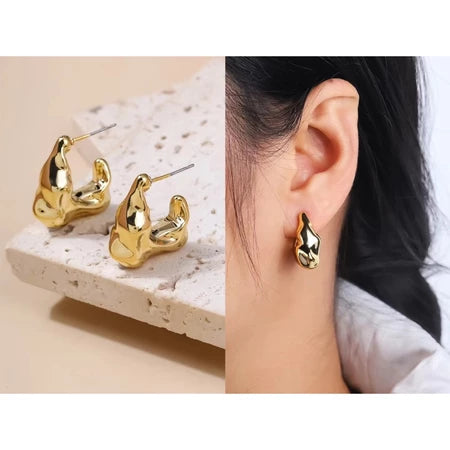 Anting hijab setengah bulat anting titanium  steel perhiasan anting sederhana - 我的商店