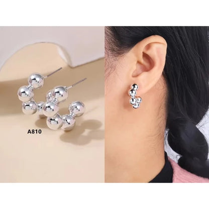 Anting hijab setengah bulat anting titanium  steel perhiasan anting sederhana - 我的商店