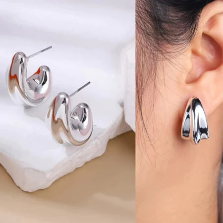 Anting hijab setengah bulat anting titanium  steel perhiasan anting sederhana - 我的商店