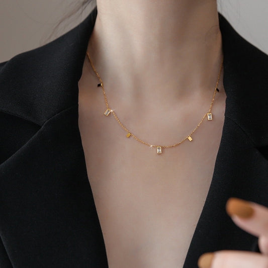 kalung permata kecil titanium cantik - Stainless Steel Anti Kusam, Aksesoris Prom & Hadiah Ulang Tahun, Grosir Harga Terbaik1