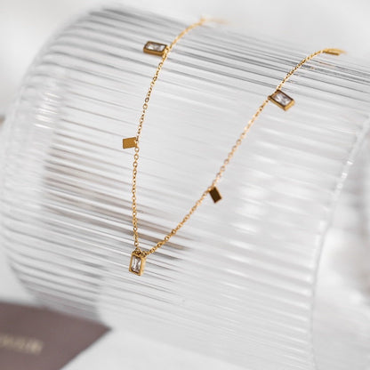 kalung permata kecil titanium cantik - Stainless Steel Anti Kusam, Aksesoris Prom & Hadiah Ulang Tahun, Grosir Harga Terbaik 2