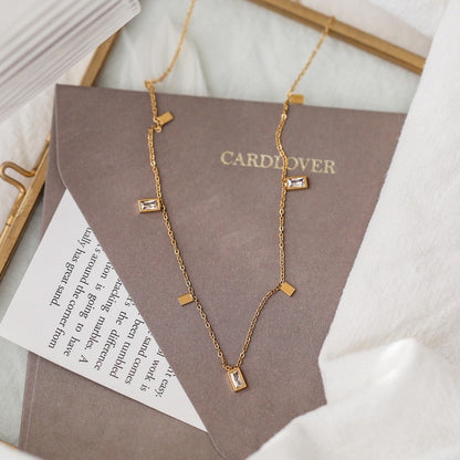 kalung permata kecil titanium cantik - Stainless Steel Anti Kusam, Aksesoris Prom & Hadiah Ulang Tahun, Grosir Harga Terbaik 3