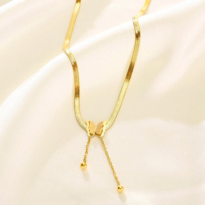 Kalung Kupu-Kupu Emas 18K - Stainless Steel Anti Pudar & Hypoallergenic | Perhiasan Wanita Elegant - 我的商店