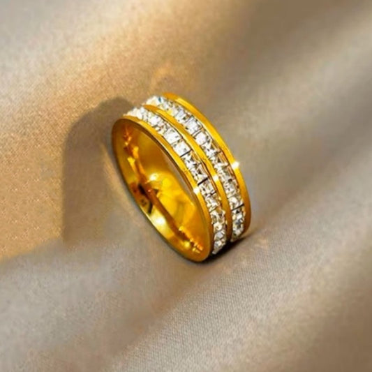 Cincin Berlian Emas untuk Wanita - Vintage Anti Pudar | Perhiasan Hadiah Elegan - 我的商店