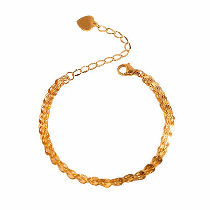 Gelang Minimalis Emas 18K Wanita - Stainless Steel Anti Kusam Pembawa Keberuntungan - 我的商店