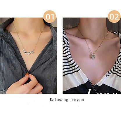 Kalung Korea Clover Hati 18k Wanita - Perhiasan Stainless Steel Berlian, 2 Cara Pakai Elegan, Grosir Harga Terbaik - 我的商店
