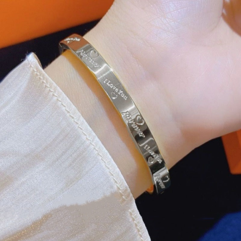Gelang Couple "Forever" - Stainless Steel Anti Kusam, Hadiah Romantis untuk Pacar - 我的商店
