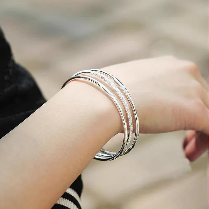 Set Gelang Bangle Emas 3 Pcs untuk Wanita – Perhiasan Stainless Steel Elegan, Hipoalergenik & Anti Luntur - 我的商店