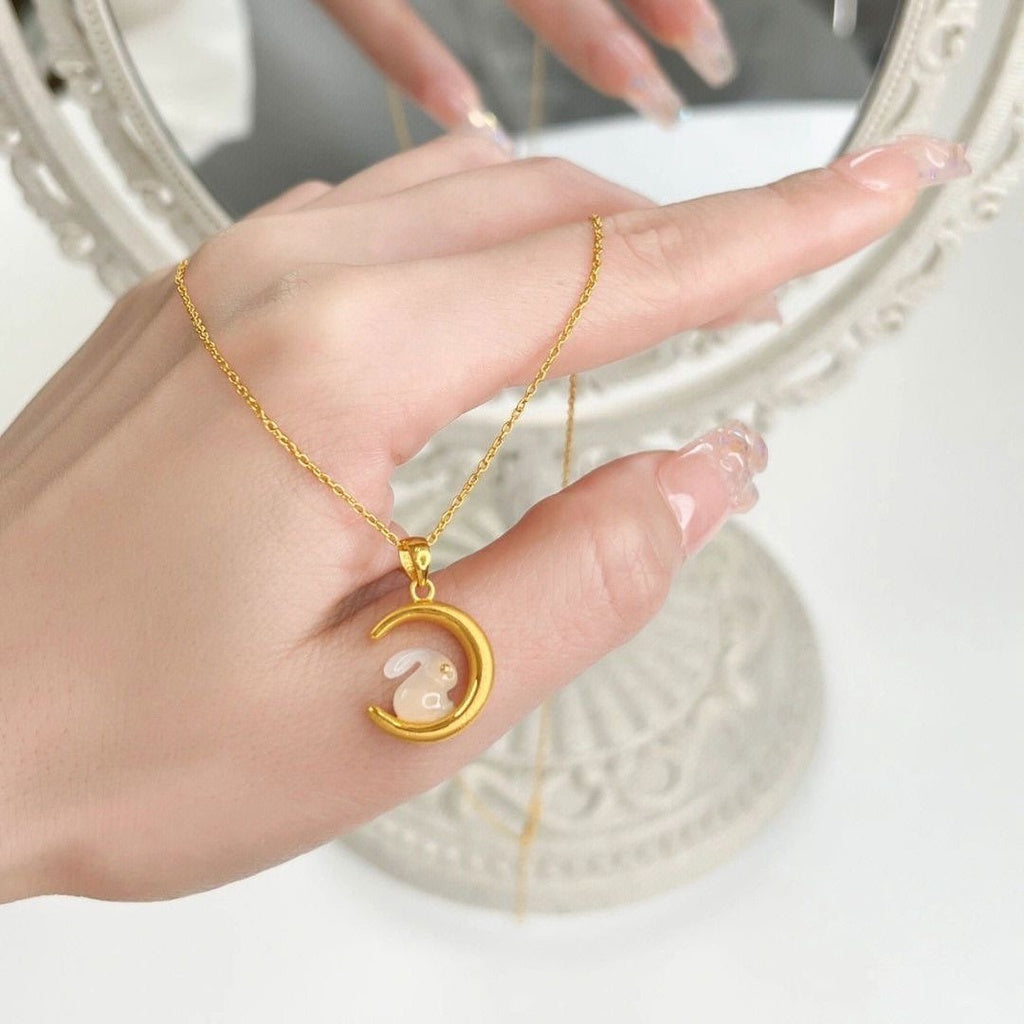 Kalung Lucky Pendant Titanium Steel untuk Wanita - Rantai Anti Pudar | Choker Perhiasan Hadiah Elegan - 我的商店