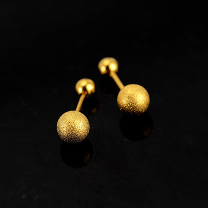 Anting Frosted Bead - Titanium Steel untuk Wanita/Pria, 1 Pasang CZ Huggie & Cartilage - 我的商店