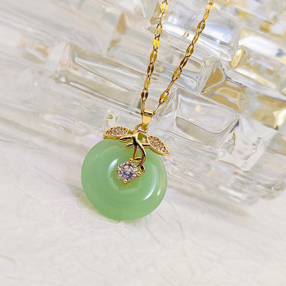 Kalung Giok Emas 18K untuk Wanita – Liontin Rantai Baja Tahan Karat, Perhiasan Elegan, Hadiah untuk Sahabat - 我的商店