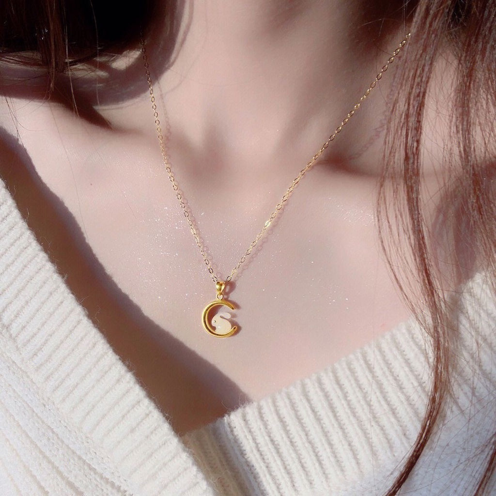 Kalung Lucky Pendant Titanium Steel untuk Wanita - Rantai Anti Pudar | Choker Perhiasan Hadiah Elegan - 我的商店