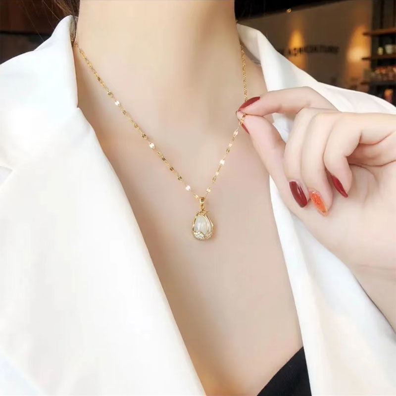 Kalung Lucky Pendant Titanium Steel untuk Wanita - Rantai Anti Pudar | Choker Perhiasan Hadiah Elegan - 我的商店