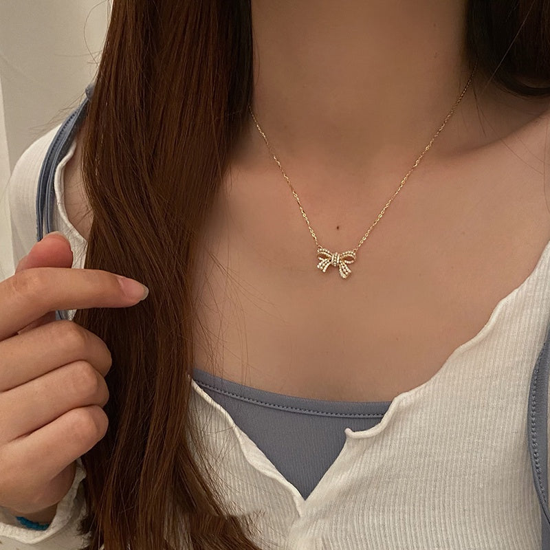 Grosir Kalung Wanita Liontin Pita Emas - Tidak Kusam, Cocok untuk Hadiah! - 我的商店