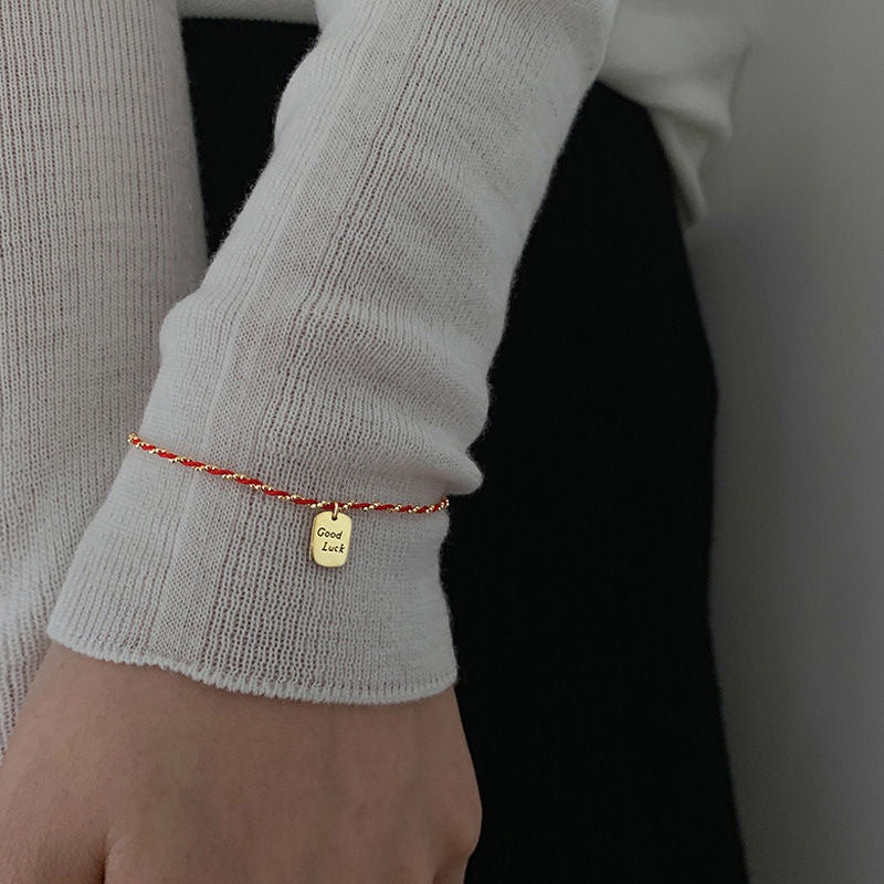 Gelang Pembawa Keberuntungan Wanita - Rantai Emas Stainless Steel Anti Kusam - 我的商店