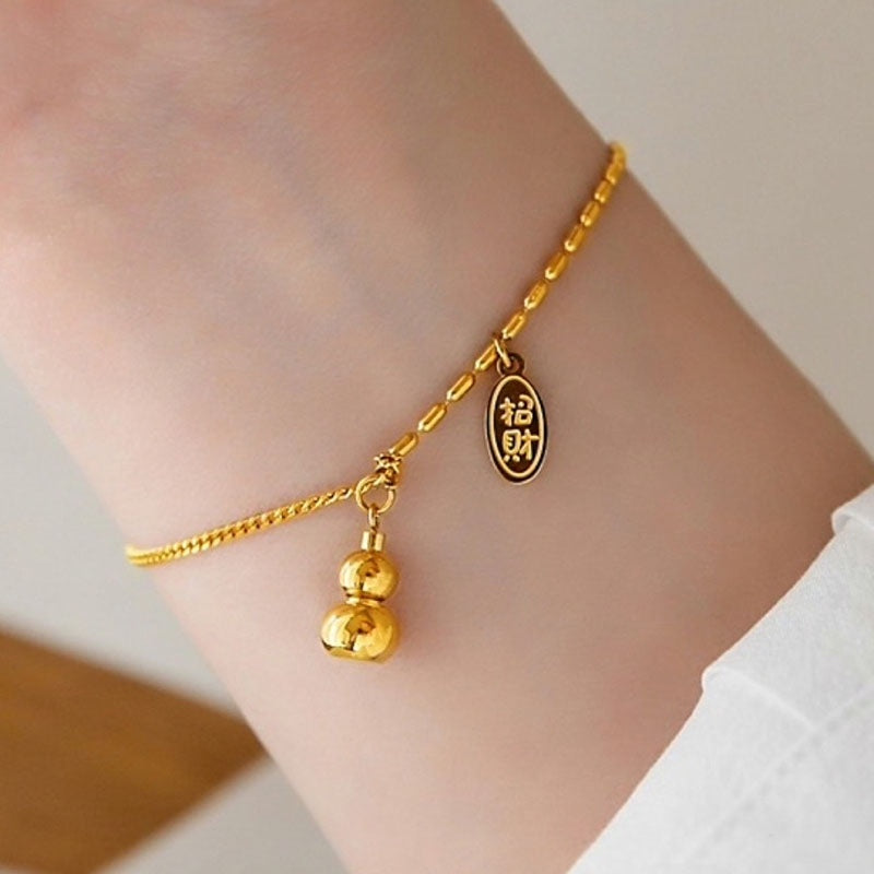 Gelang Wanita Liontin Labu Emas 18K - Simbol Keberuntungan, Elegan & Bermakna! - 我的商店