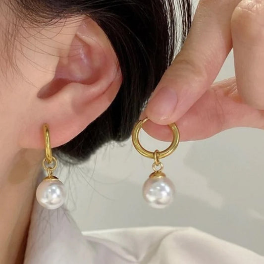 Anting Wanita Mutiara Hikaw - Hypoallergenic, Tidak Pudar, Anti Karat, Elegan & Nyaman! - 我的商店