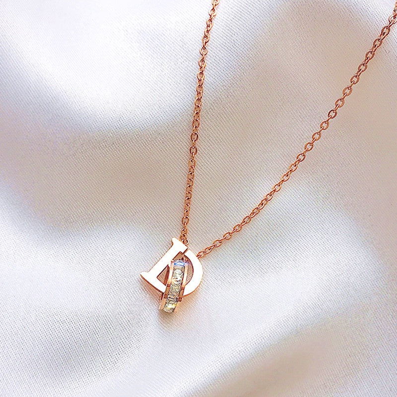 Kalung D Emas Wanita - Perhiasan Stainless Steel Elegan Anti Kusam, Aksesoris Fashion Trendy, Hadiah Spesial, Grosir Harga Terbaik - 我的商店